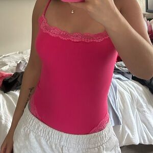 Pink Lace Trim bodysuit